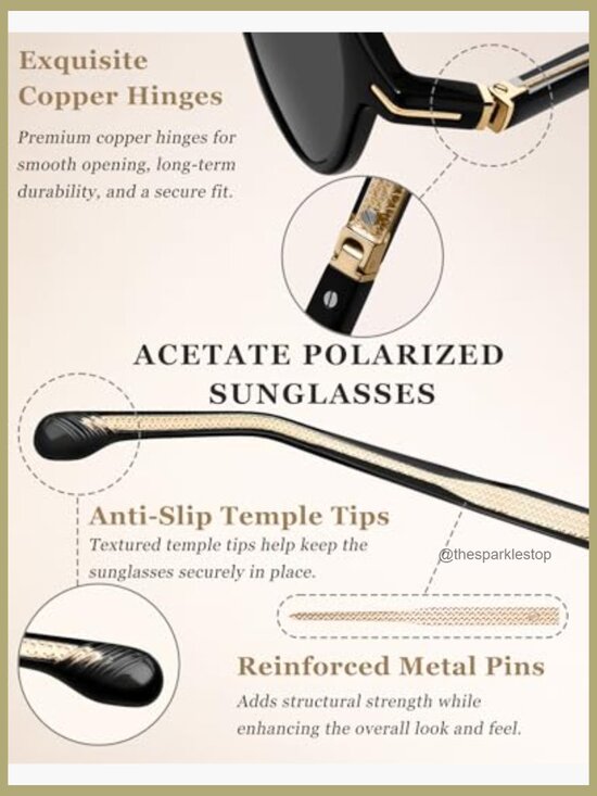 TR90 Frame Acetate Temples Polarized Sunglasses Retro Round